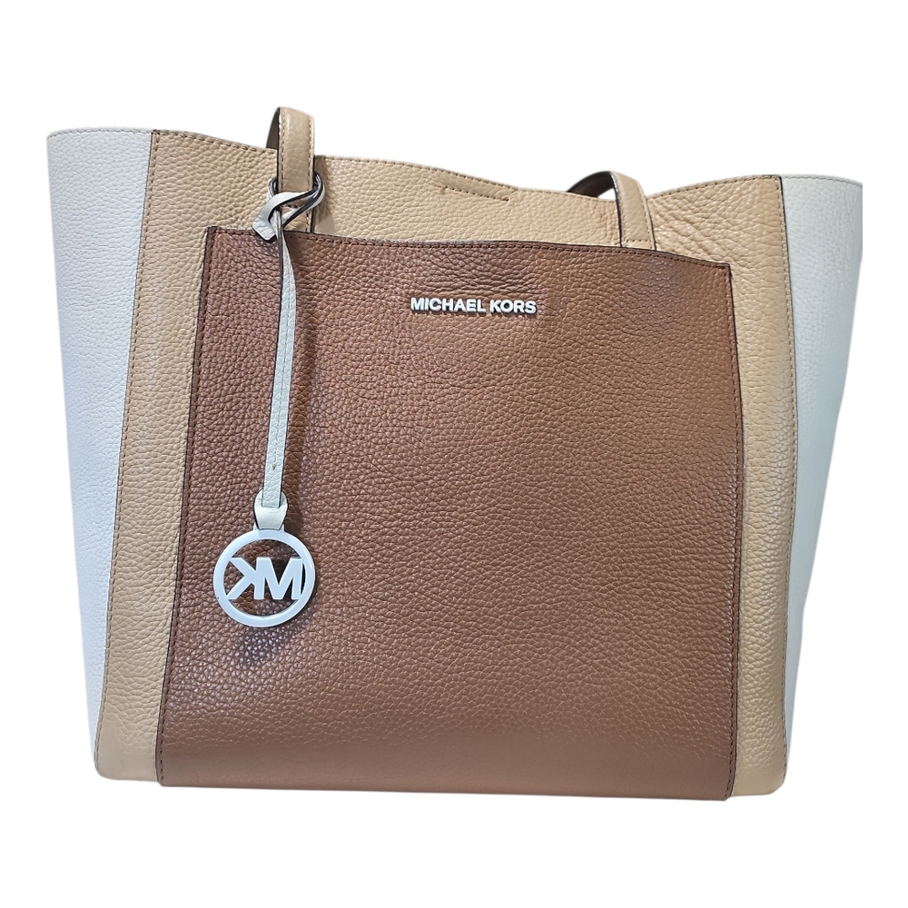 Michael Kors Gemma Large Pocket Brown and Tan Tote Bag EUC